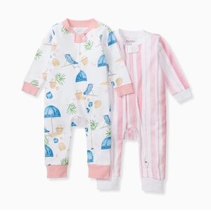 Burt's Bees Beach and Stripes Organic Cotton Footies set of 2